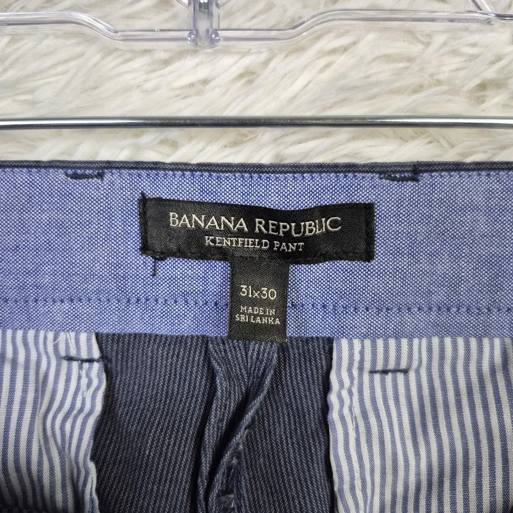Banana Republic Pants Mens Kentfield‎ Straight Leg Slate Blue Micro Stripe 31x30